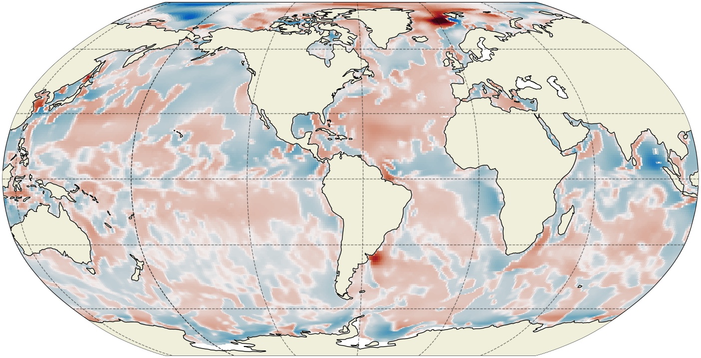 ECCO Gent-McWilliams Ocean Bolus Velocity - Monthly Mean 0.5 Degree