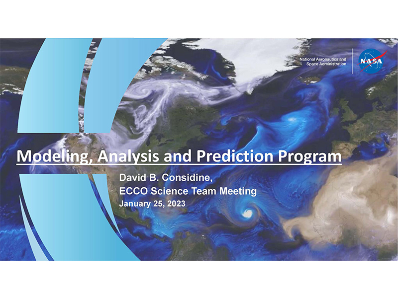 Presentation title page: NASA Modeling, Analysis and Prediction Program