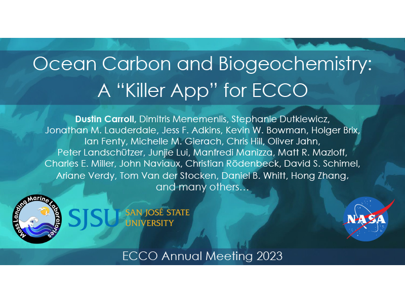 Presentation title page: Ocean Carbon and Biogeochemistry: A "Killer App" for ECCO