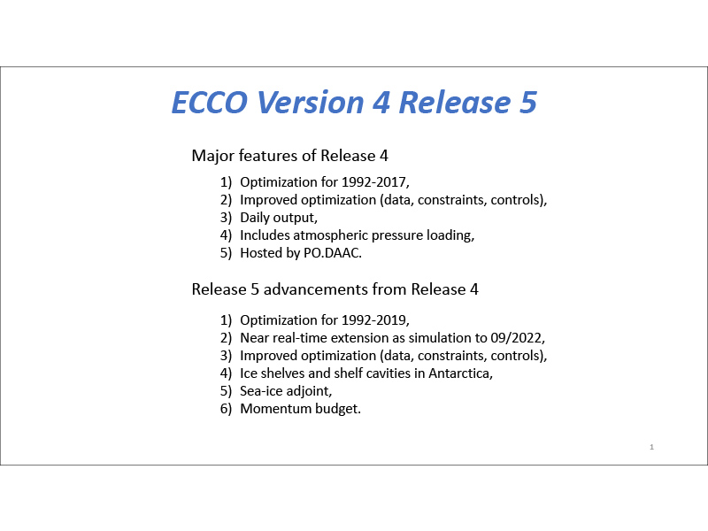 Presentation title page: ECCO Version 4 Release 4