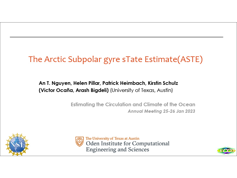 Presentation title page: The Arctic Subpolar gyre sTate Estimate (ASTE)
