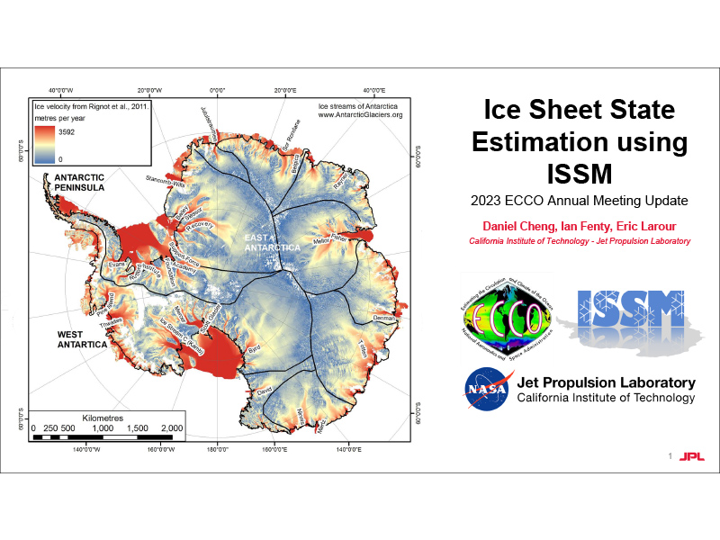 Presentation title page: Ice Sheet State Estimation using ISSM