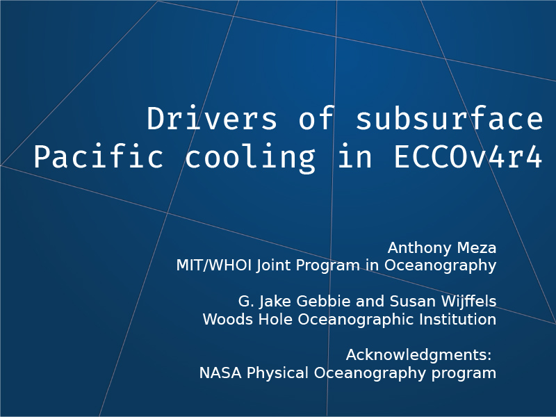 Presentation title page: Drivers of subsurface Pacific cooling in ECCOv4r4