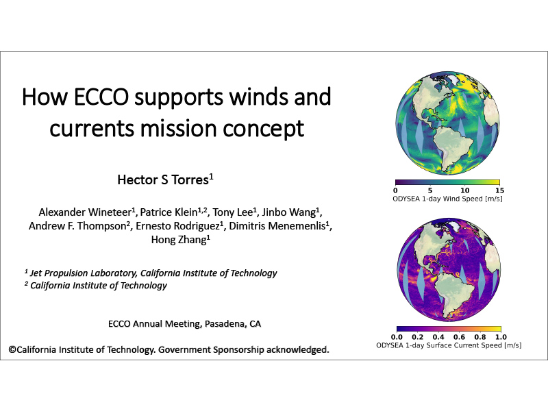 Presentation title page: How ECCO supports winds and currents mission concept