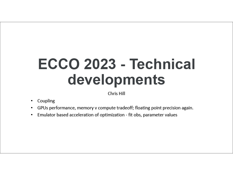 Presentation title page: ECCO 2023 - Technical Developments