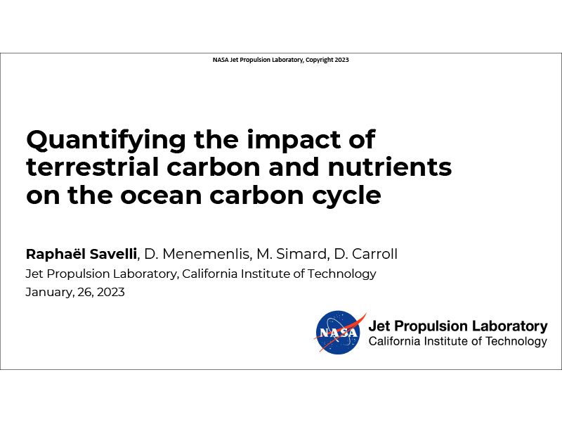 Presentation title page: Quantifying the impact of terrestrial carbon and nutrients on the ocean carbon cycle