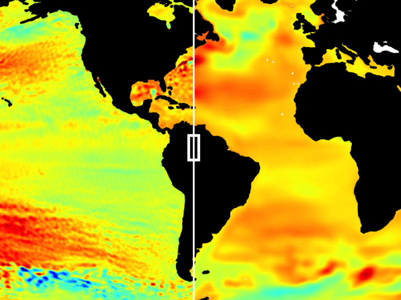 Example of the fidelity of ECCO to observations